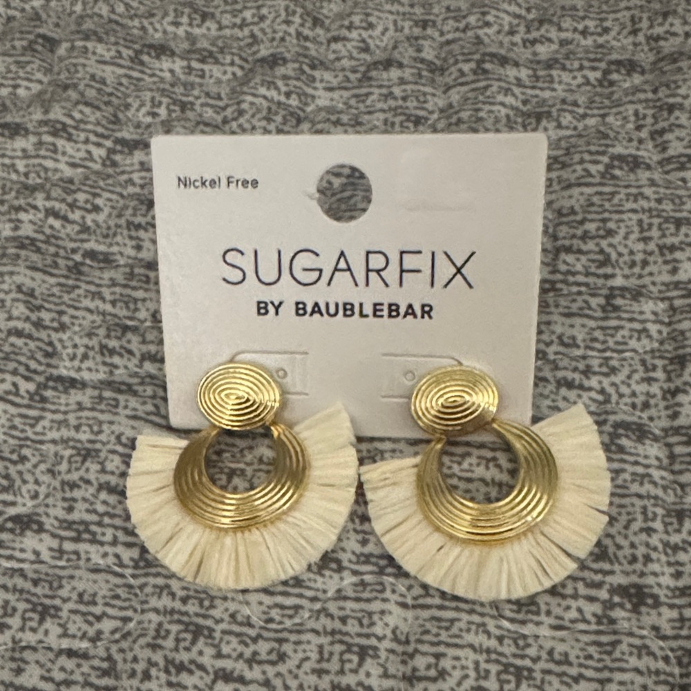 BaubleBar Gold and Cream Statement Earrings